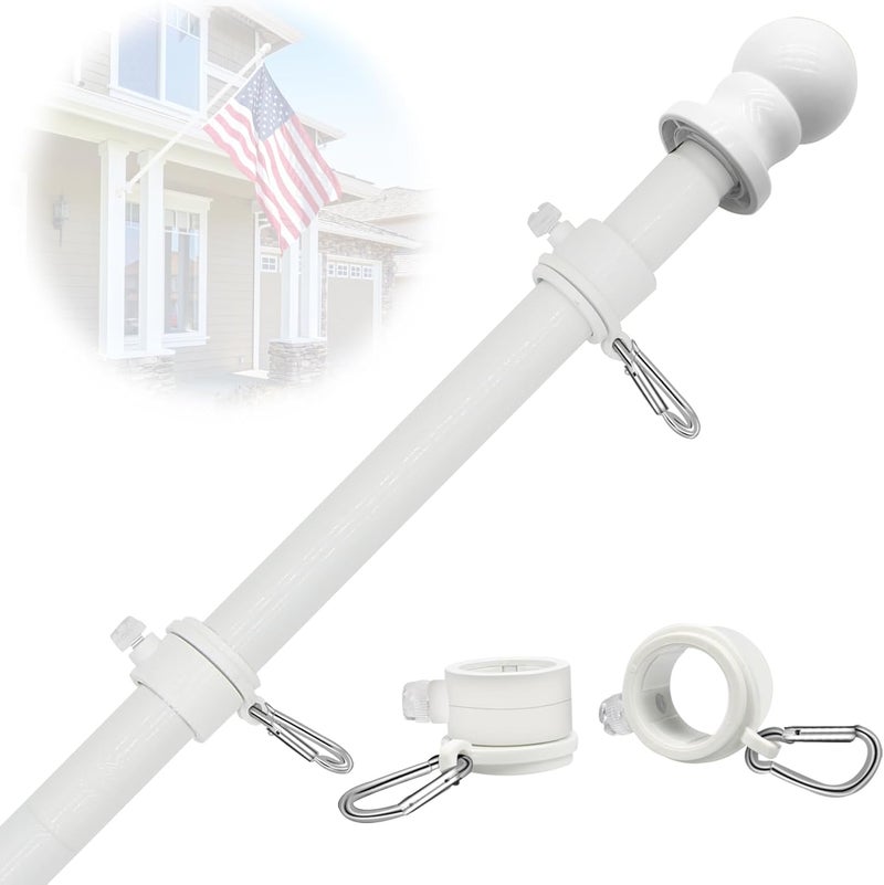 NQ 5FT Flag Pole for Outside House, Stainless Steel Flag Pole for Outdoor, House Flag Pole for Porch,Yard (Only Pole, Without Holder) - Image 1